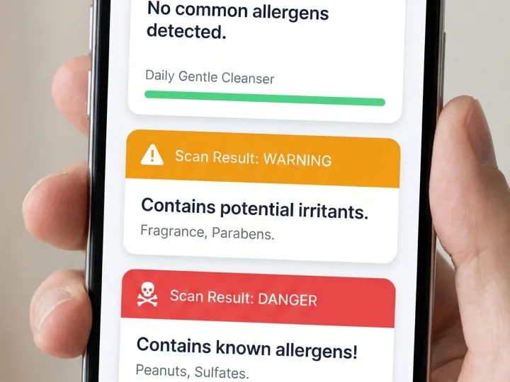 AllerNote scan result screen preview
